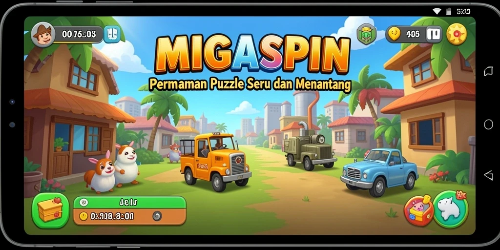 Screenshot gameplay MIGASPIN yang menunjukkan tantangan puzzle yang menakjubkan.