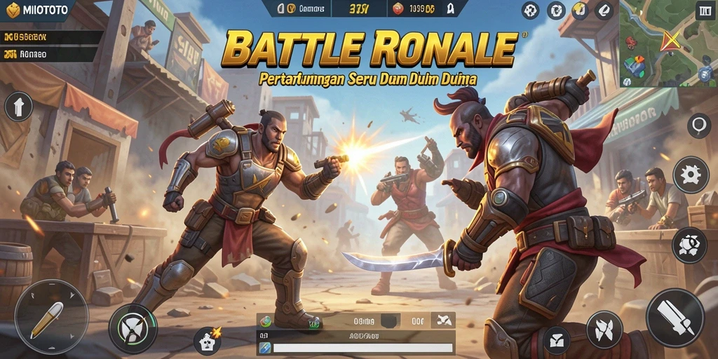 Screenshot gameplay MIOTOTO yang menunjukkan pertarungan seru di arena Battle Royale.