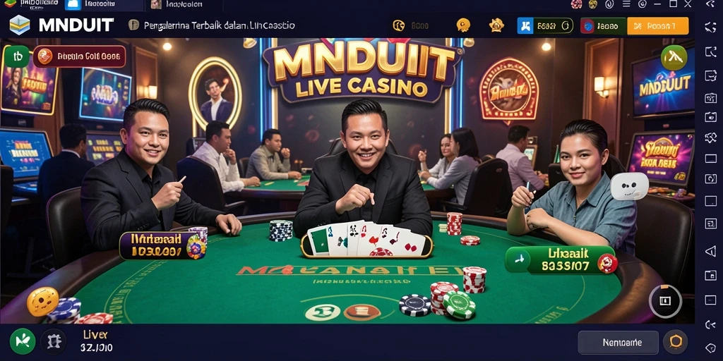 Tampilan gameplay Live Casino MNDUIT dengan dealer yang profesional dan interaksi nyata.