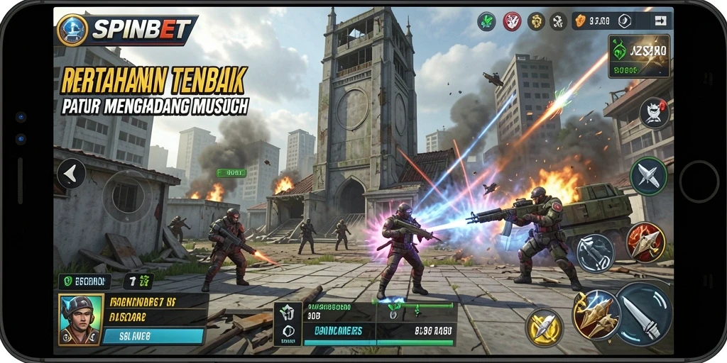 Tampilan gameplay SPINBET dengan menara yang siap menghadang musuh.